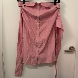 Red and White Striped Off Shoulder Top